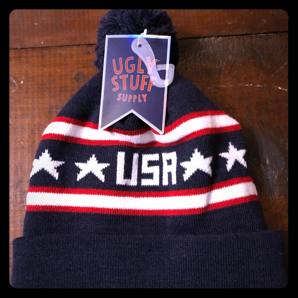 Ugly stuff supply USA red white and blue Pom hat